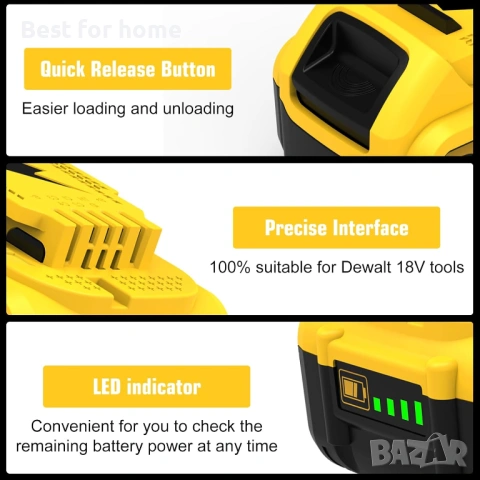 2X DCB184 Резервна батерия за Dewalt 18V 5000mAh за батерия Dewalt 1 бр- 29 , 2 бр- 51, снимка 3 - Други инструменти - 54607216