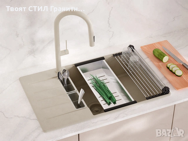 Бежав кухненска мивка от гранит Копенхаген 780x500 SmartSpace Top 60