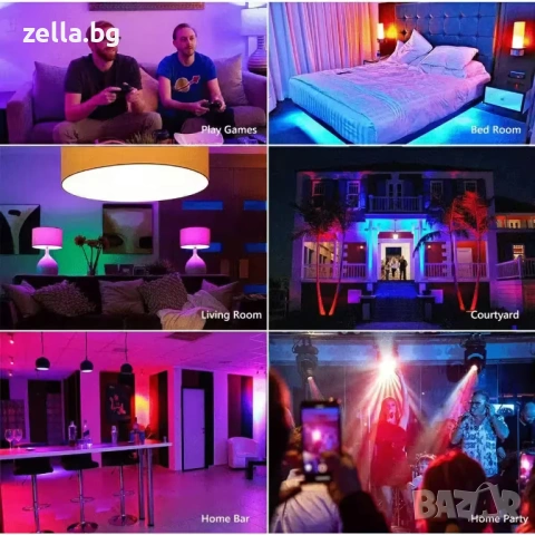Смарт LED крушка WiFi RGB Tuya 9W E27 – Многоцветна, Гласов контрол, Alexa, Google Home, Smart 10339, снимка 7 - Друга електроника - 54672386