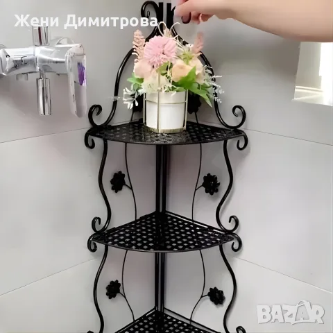 Елегантен ъглов рафт за дома бял или черен, снимка 5 - Етажерки - 55546793