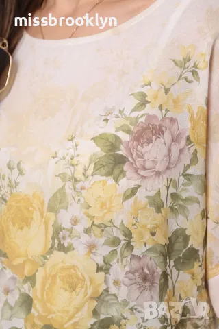 Туника “Sunny Floral Charm” – ефирна туника с жълти рози арт.5099, снимка 2 - Туники - 55671143