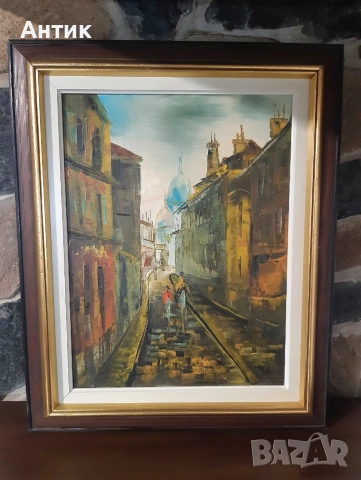 Красива Стара Картина Живопис Маслени Бои на Платно , снимка 6 - Картини - 54005129