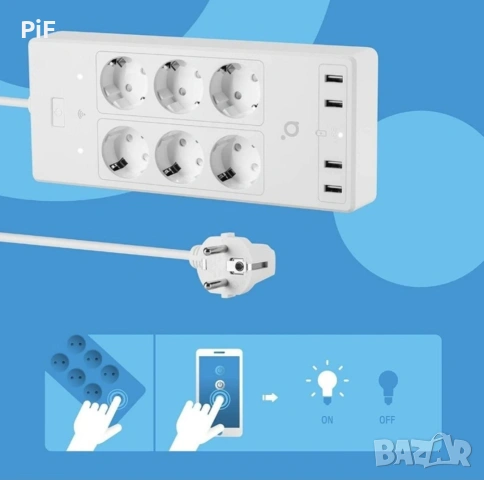 Smart WI FI Разклонител с 6 гнезда Acme SH3305, снимка 5 - Друга електроника - 55099846