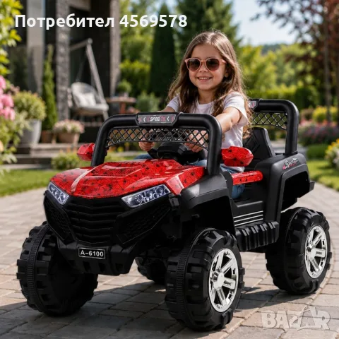 🚙 🧒 👧 Детско електрическо бъги 4×4 с дистанционно, LED, USB и MP3 – 4 мотора, червено!🔴, снимка 2 - Коли, камиони, мотори, писти - 55653231