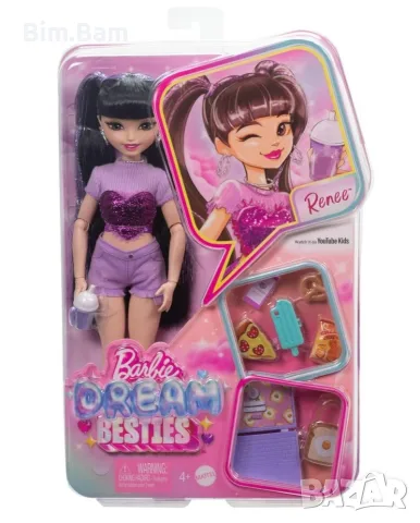 Оригинална кукла Barbie Dream Besties - Renee с 11 видео аксесоара 