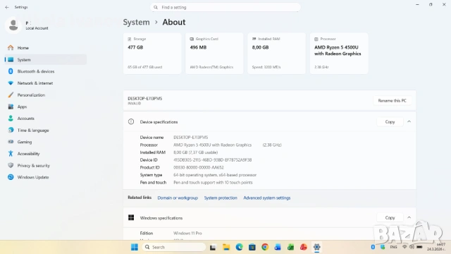 Lenovo Ideapad Flex 5 14ARE05 14 inch | AMD Ryzen 5 4500U 6x4.0 Ghz | 8GB RAM | 512GB SSD|Windows 11, снимка 8 - Лаптопи за дома - 53964571