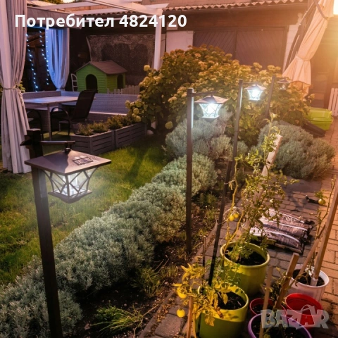 Соларна LED градинска лампа 1.5м фенер IP44 с автоматично включване, снимка 7 - Соларни лампи - 54498178