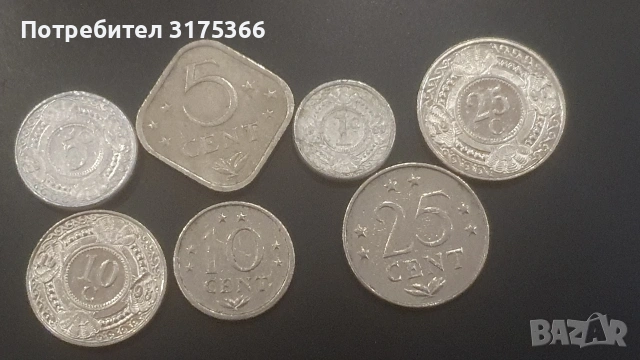 Суринам монети 1,2×5,2×10,2×25 цента различни емисии