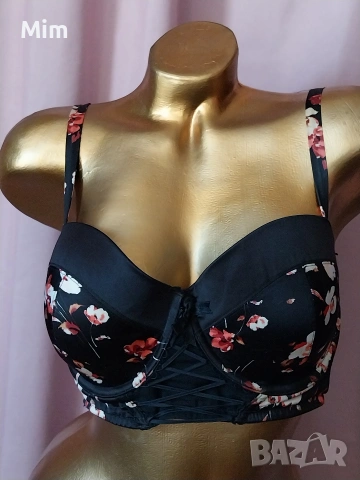 Hunkemoller 75 E Черен сатенен сутиен , снимка 2 - Бельо - 55055029