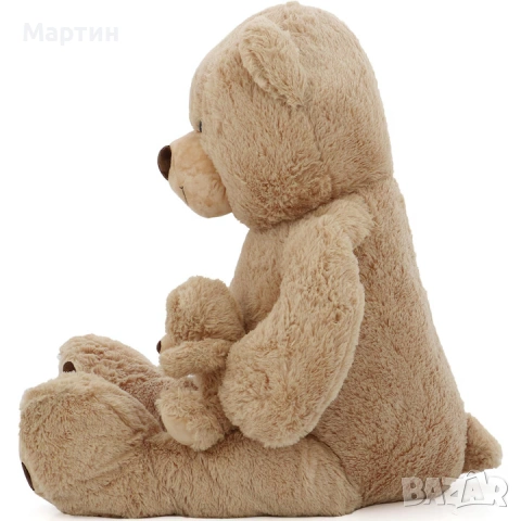 Плюшена играчка Mappy Fluffy Friends, Мечка с мече, 130 см, Бежова, снимка 2 - Плюшени играчки - 54660966