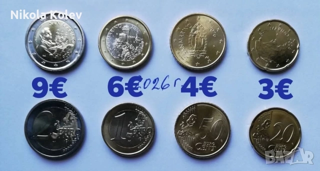 Евро монети от Сан Марино. , снимка 2 - Нумизматика и бонистика - 55143116