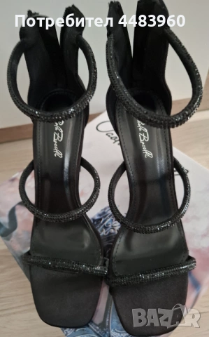 Елегантни черни сандали на ток