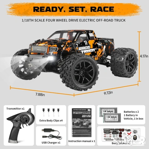 БЪРЗА RC car радиоуправляема количка 4x4 40 км ч 2 батерии - бъги или камион - НОВИ, снимка 5 - Електрически играчки - 54479612