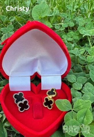 Обеци по модел на VAN CLEEF, снимка 2 - Обеци - 55124935