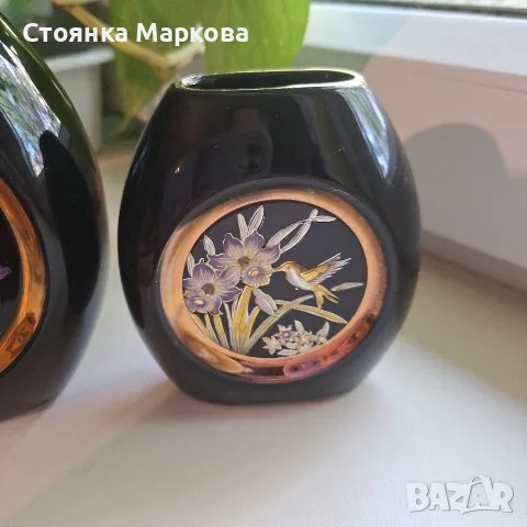 Порцеланови вази-Япония-24КТ GOLD, снимка 4 - Вази - 55589522