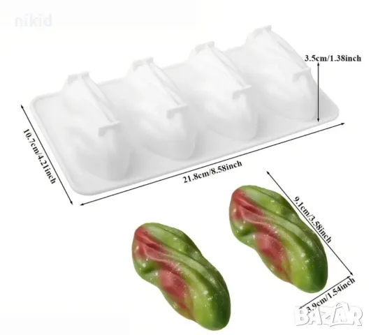 3D 4 Шам фъстък плодов десерт мус шоколад сладкиш силиконов молд формакорпусни десерти, снимка 2 - Форми - 55328875