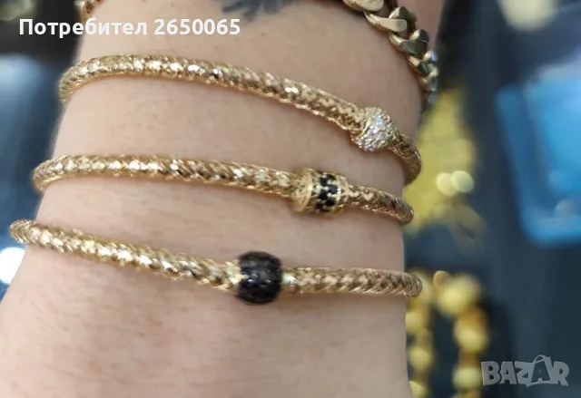 Нова златна еластична гривна със закопчалка , снимка 2 - Гривни - 55413437