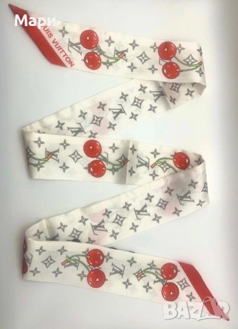 Louis Vuitton Bandeau Scarf копринен шал , снимка 3 - Шалове - 54676651