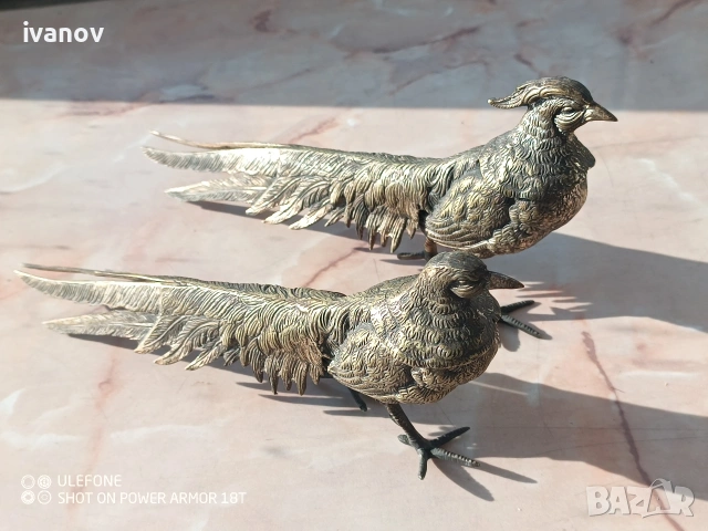 Бронзови фазани- 2 броя, снимка 4 - Антикварни и старинни предмети - 54164061