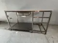 Работна кухненска маса от нераждавейка с гранит и мивка, снимка 4