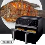 Фритюрник AirFryer Rosberg Premium, 1700W, 2съда x 4л., Горещ въздух, Таймер, до 200°C, Черен 2 ГОДИ, снимка 1