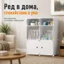 Модулен шкаф за съхранение – 6 модула с вратички, бял, 144 × 74 × 37 см, снимка 1