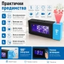 Модерен LED настолен електронен часовник с проектор на стена таван будилник аларма светещ дигитален, снимка 3