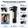 Акумулаторен LED челник за глава и ръчен фенер 2в1 за риболов къмпинг лов туризъм работа аварии, снимка 4