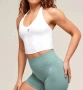  Нов дамски оригинален бял кроп топ Gymshark Halter Neck Cami with Shelf , снимка 4