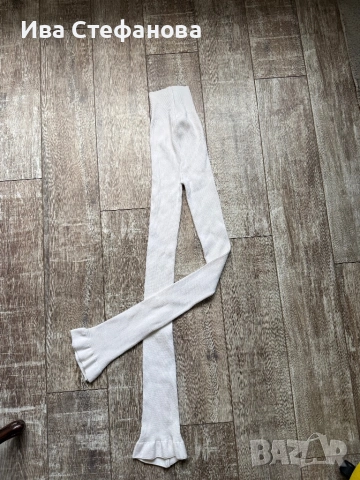Нов бял панталон висока талия рипс Alice Evis , снимка 2 - Панталони - 50070867