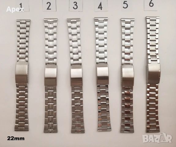 Верижка за Часовник с Извити Накрайници.Curved End Заоблени Стоманени Верижки 18, 20, 22, 24мм, снимка 11 - Каишки за часовници - 54011538