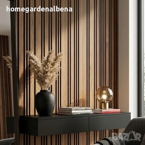 Стенен декоративен панел имитация дъб черни фуги 11.8x280 см
