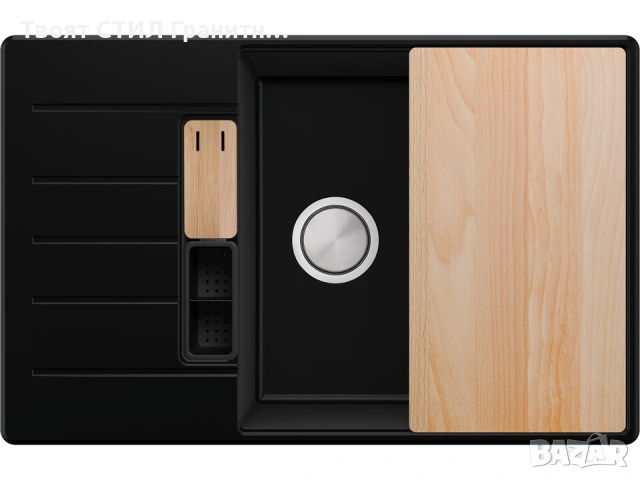 Черна кухненска мивка от гранит Копенхаген 780x500 SmartSpace Top 60