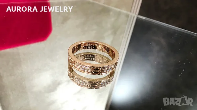 CARTIER Love Band Rose Gold Paved Diamonds Small Model Унисекс Пръстен