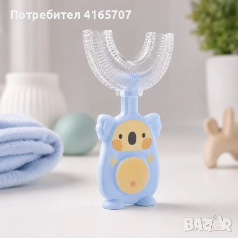 Детска U-образна четка за зъби Коала, 360° силиконова глава, без BPA, водоустойчива, с калъф, 2-6 го, снимка 3 - Други - 54896584
