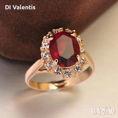 💍 24K Златно Покритие ✨️Дамски Пръстени 💍с Циркон💎 – Зелен, Син, Червен | Лимитирана Серия ⚜️✨️, снимка 7 - Пръстени - 54512901