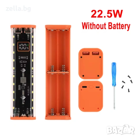 DIY Power Bank кутия за 8x18650 батерии, PD & QC 22.5W бързо зареждане, USB-C 10469, снимка 3 - Друга електроника - 54703781