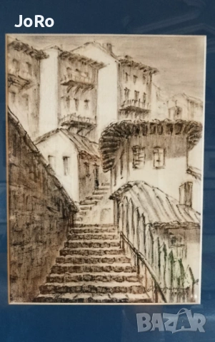 Ангел Каранешев - "Дервишката чешма" Велико Търново 1932г., снимка 2 - Картини - 54773033