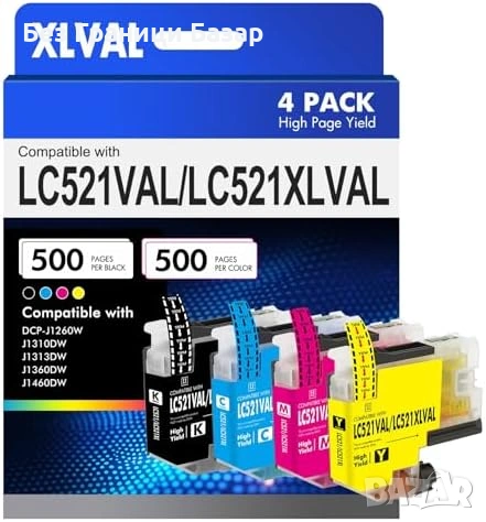 Нови Съвместими мастила LC521XL за Brother DCP-J1360DW J1260W комплект 4 цвята тонер принтер печат