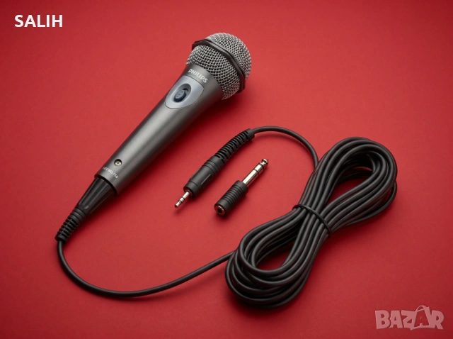 PHILIPS SBC D150 Професионален динамичен вокален микрофон с Shure шпула за топ звук студио, снимка 2 - Микрофони - 54868003