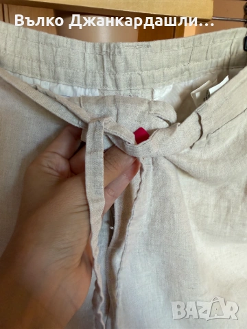 Дамски ленен панталон цвят екрю Zara, размер М/L, снимка 2 - Панталони - 55055274