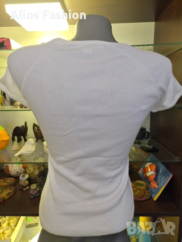 Оригинална бяла дамска тениска ZARA Basics, снимка 2 - Тениски - 55055869