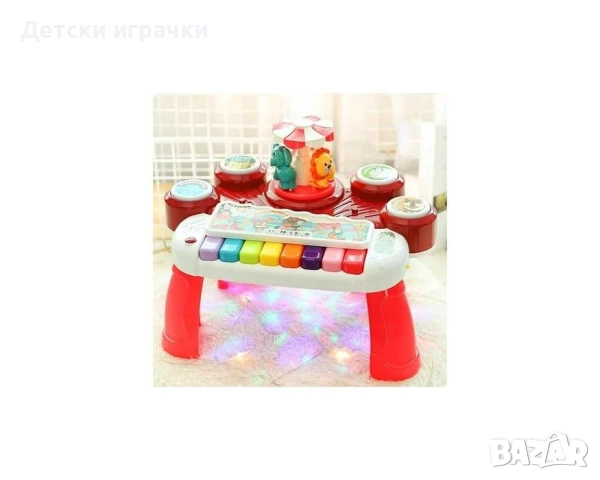 Детско пиано 3в1 с въртележка животни, образователна играчка, занимателна , снимка 2 - Образователни игри - 54693936