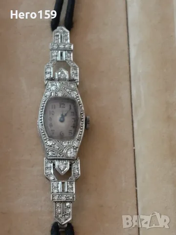 Прекрасно бижу за дамите.Стар антикварен часовник марка Longines,платина и диаманти/1929 год., снимка 4 - Дамски - 55449457