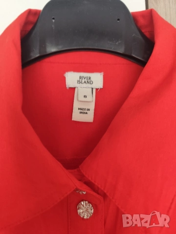 River Island Xs размер нова рокля в червено 100% памук , снимка 2 - Рокли - 54627134