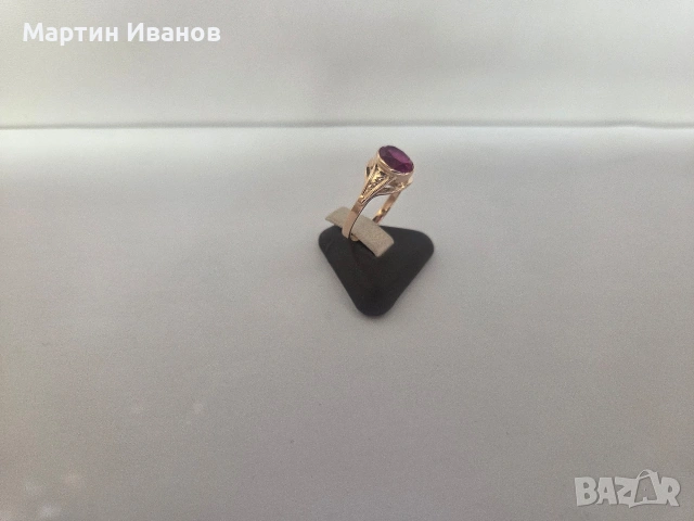 Златен руски пръстен с рубин 2, снимка 3 - Пръстени - 54838168