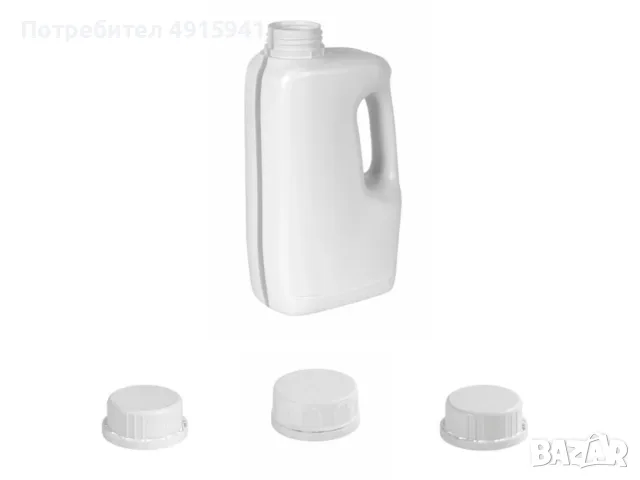 HDPE бутилка 1 литър с дръжка и визьор, бяла, R42, снимка 3 - Буркани, бутилки и капачки - 55640114
