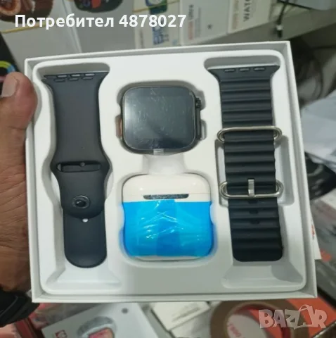 Комплект Smart часовник + TWS слушалки W26 Pro Max ULTRA / Цвят: Черен /няма ЮСБ накрайника директно