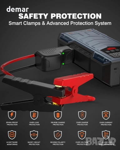 ЕвоТрав (Eigotrav) преносим джъмп стартер / jump starter 12000 mAh с LED SOS и въздушен компресор, снимка 4 - Аксесоари и консумативи - 55219634