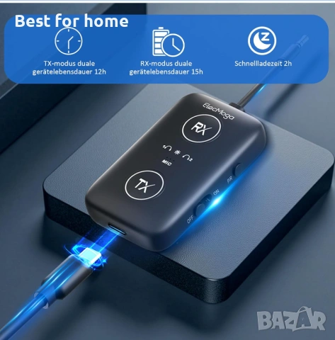 Bluetooth 5.4 предавател и приемник ElecMoga aptX, снимка 3 - Друга електроника - 54519803